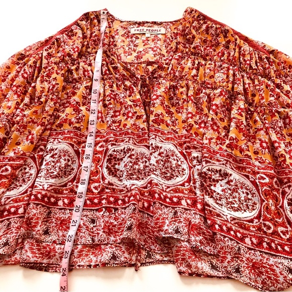 Free People Lorraine Tiered Boho Kimono Top with Lace Trim – Size Small - Picture 10 of 17
